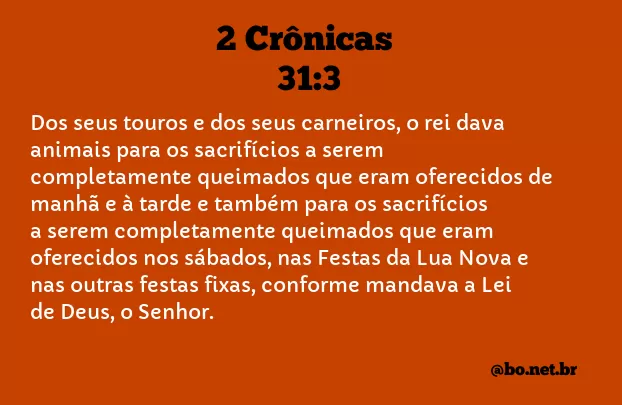2 Crônicas 31:3 NTLH