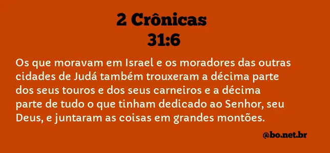 2 Crônicas 31:6 NTLH