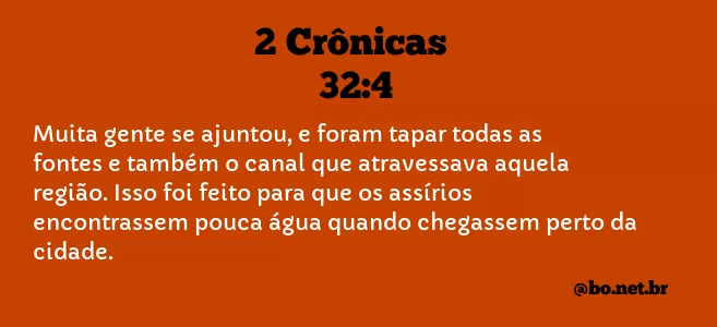 2 Crônicas 32:4 NTLH
