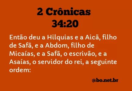 2 Crônicas 34:20 NTLH
