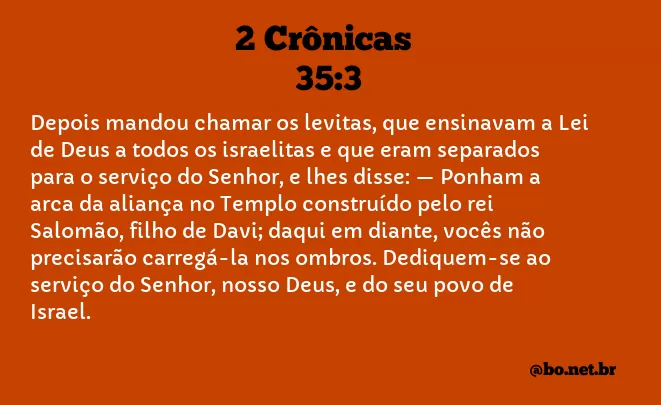 2 Crônicas 35:3 NTLH