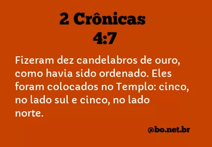 2 Crônicas 4:7 NTLH