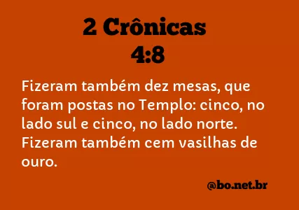 2 Crônicas 4:8 NTLH
