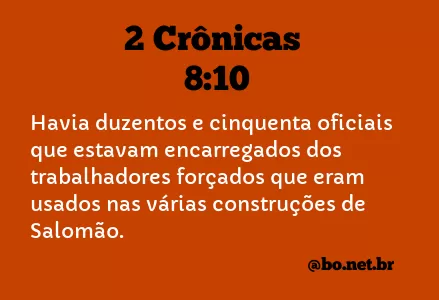 2 Crônicas 8:10 NTLH
