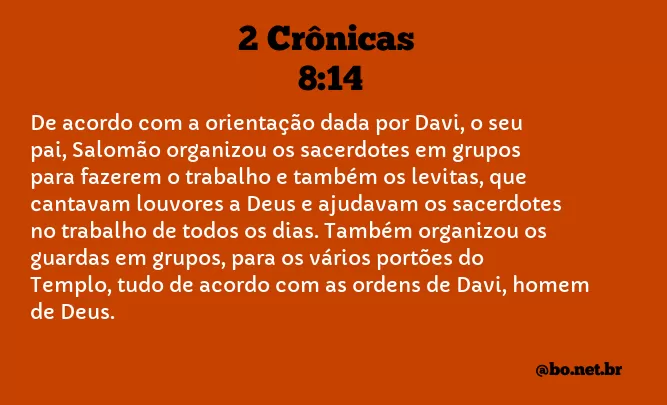 2 Crônicas 8:14 NTLH