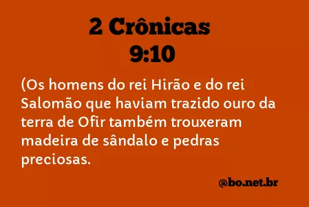 2 Crônicas 9:10 NTLH