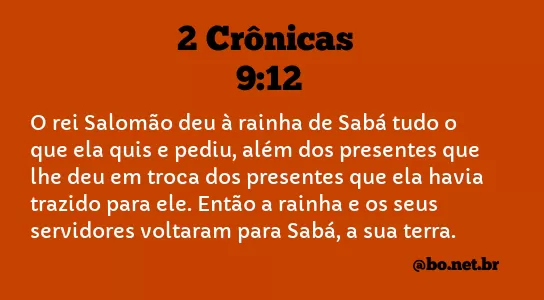 2 Crônicas 9:12 NTLH