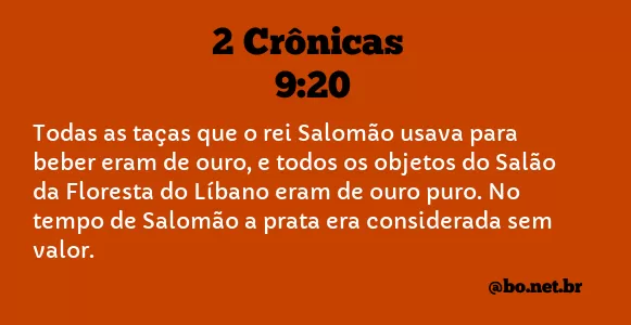 2 Crônicas 9:20 NTLH