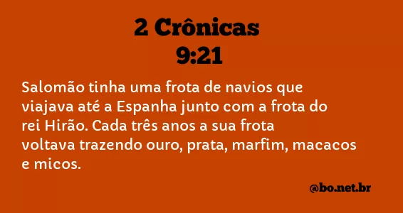 2 Crônicas 9:21 NTLH