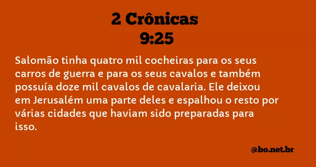 2 Crônicas 9:25 NTLH