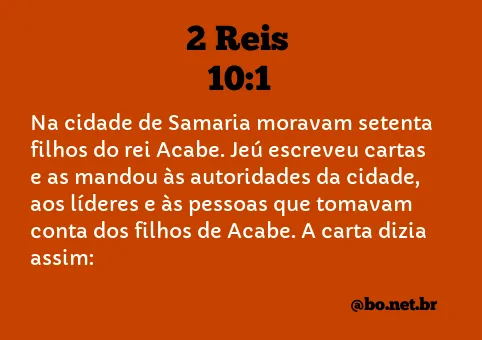 2 Reis 10:1 NTLH