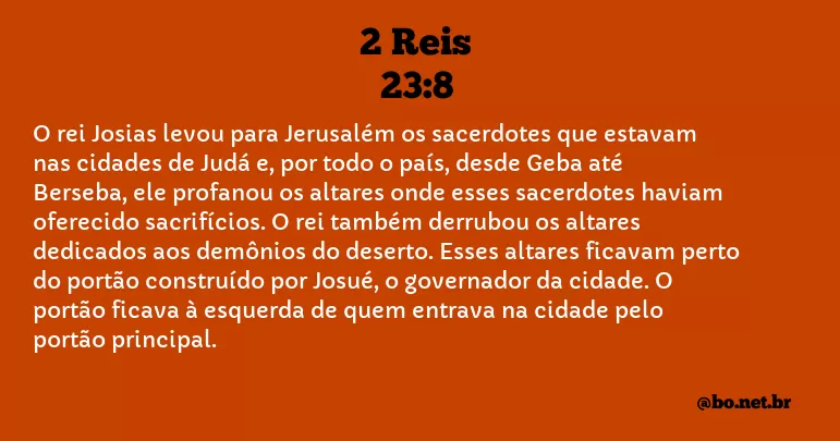2 Reis 23:8 NTLH