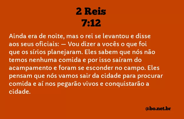 2 Reis 7:12 NTLH