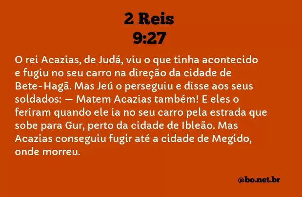2 Reis 9:27 NTLH
