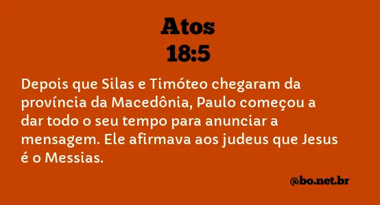 Atos 18:5 NTLH