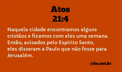 Atos 21:4 NTLH