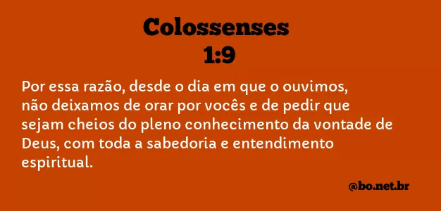 COLOSSENSES 1:9 NVI NOVA VERSÃO INTERNACIONAL
