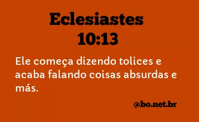 Eclesiastes 10:13 NTLH