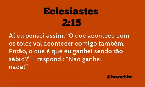 Eclesiastes 2:15 NTLH