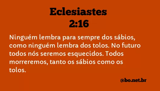 Eclesiastes 2:16 NTLH