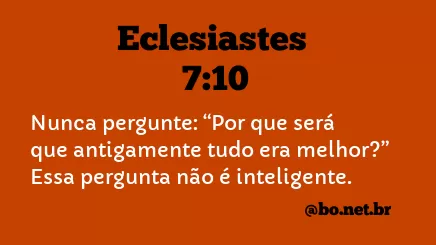Eclesiastes 7:10 NTLH