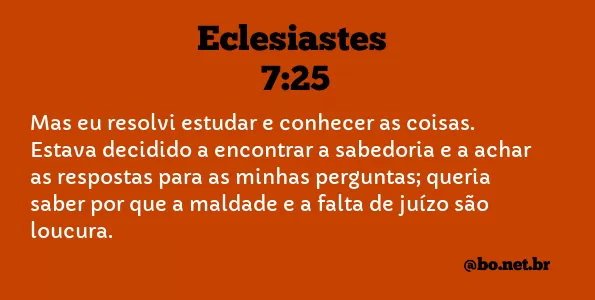 Eclesiastes 7:25 NTLH