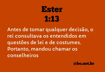 Ester 1:13 NTLH