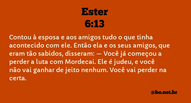 Ester 6:13 NTLH