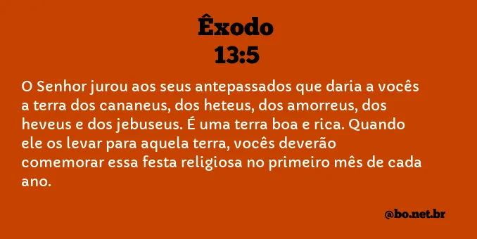 Êxodo 13:5 NTLH