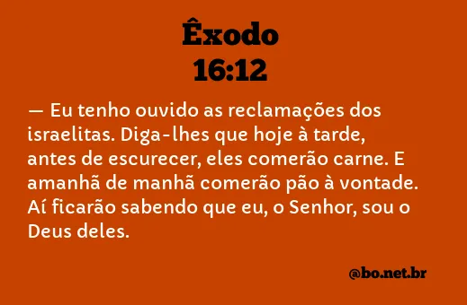 Êxodo 16:12 NTLH