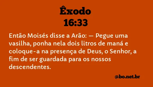 Êxodo 16:33 NTLH