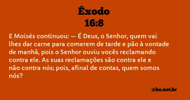 Êxodo 16:8 NTLH