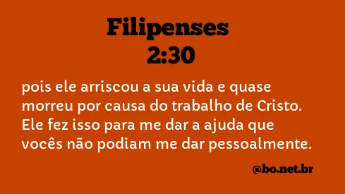 Filipenses 2:30 NTLH