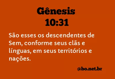 GÊNESIS 10:31 NVI NOVA VERSÃO INTERNACIONAL