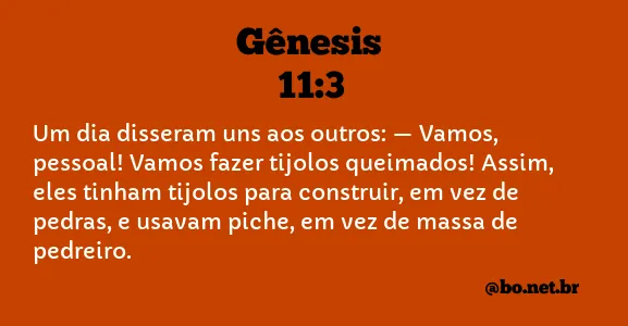 Gênesis 11:3 NTLH