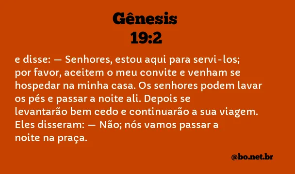 Gênesis 19:2 NTLH