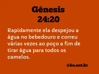 Gênesis 24:20 NTLH