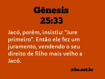 GÊNESIS 25:33 NVI NOVA VERSÃO INTERNACIONAL