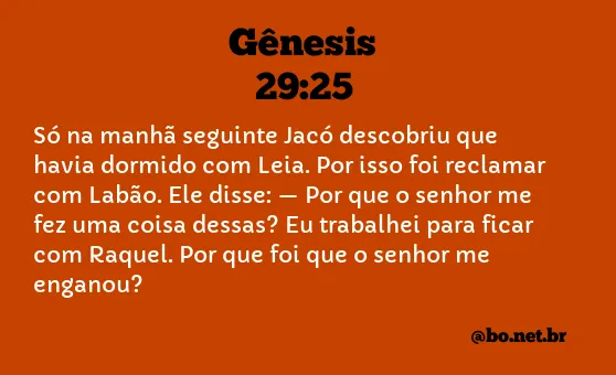 Gênesis 29:25 NTLH