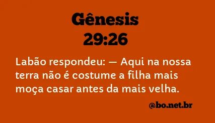 Gênesis 29:26 NTLH