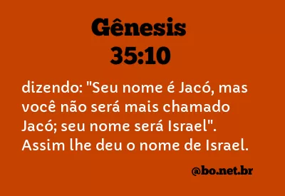 GÊNESIS 35:10 NVI NOVA VERSÃO INTERNACIONAL