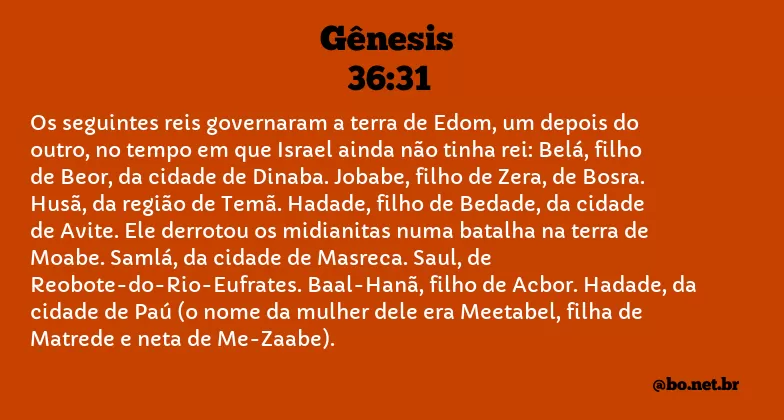 Gênesis 36:31 NTLH