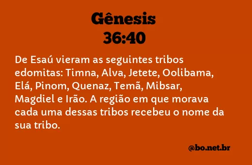Gênesis 36:40 NTLH
