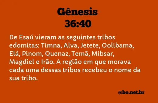 Gênesis 36:40 NTLH