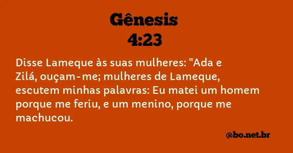 GÊNESIS 4:23 NVI NOVA VERSÃO INTERNACIONAL