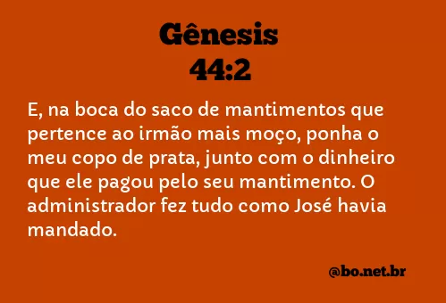 Gênesis 44:2 NTLH