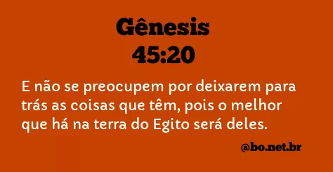 Gênesis 45:20 NTLH