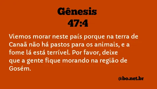 Gênesis 47:4 NTLH