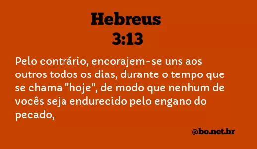 HEBREUS 3:13 NVI NOVA VERSÃO INTERNACIONAL