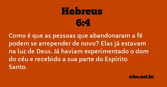 Hebreus 6:4 NTLH